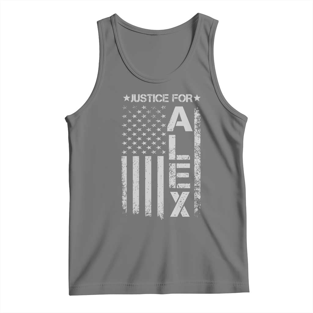 Justice for Alex Pretti American Flag Tank Top Minneapolis Jan 24 2026 Memorial Tribute TS02 Black Heather Print Your Wear