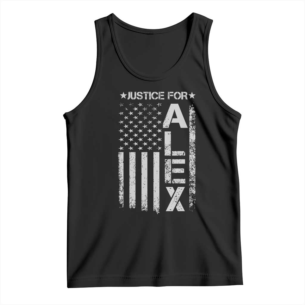 Justice for Alex Pretti American Flag Tank Top Minneapolis Jan 24 2026 Memorial Tribute TS02 Black Print Your Wear
