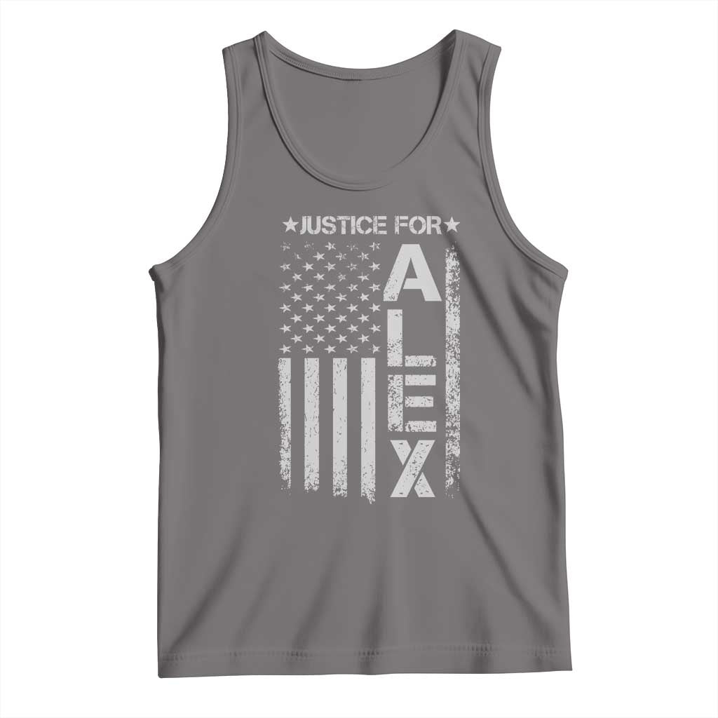 Justice for Alex Pretti American Flag Tank Top Minneapolis Jan 24 2026 Memorial Tribute TS02 Deep Heather Print Your Wear