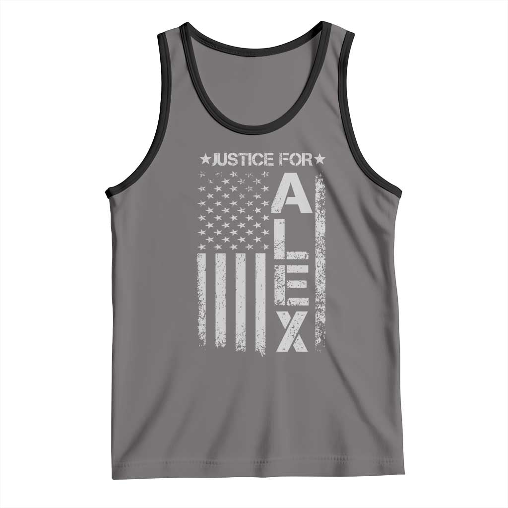 Justice for Alex Pretti American Flag Tank Top Minneapolis Jan 24 2026 Memorial Tribute TS02 Deep Heather Black Print Your Wear