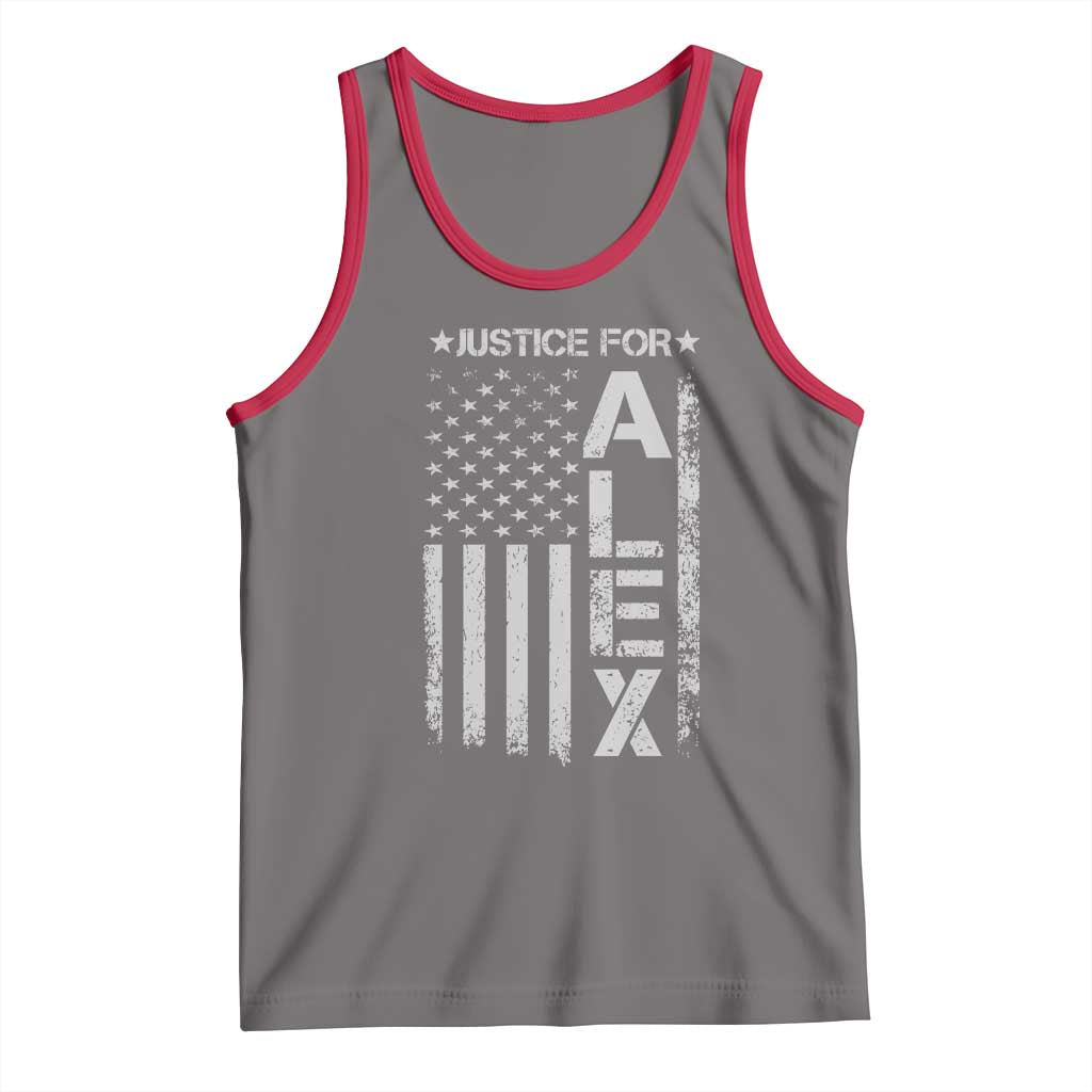 Justice for Alex Pretti American Flag Tank Top Minneapolis Jan 24 2026 Memorial Tribute TS02 Deep Heather Red Print Your Wear