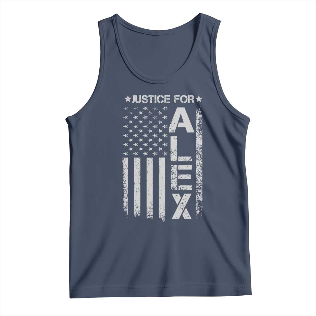Justice for Alex Pretti American Flag Tank Top Minneapolis Jan 24 2026 Memorial Tribute TS02 Navy Print Your Wear