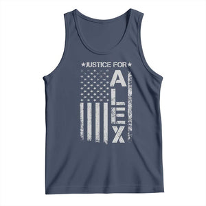 Justice for Alex Pretti American Flag Tank Top Minneapolis Jan 24 2026 Memorial Tribute TS02 Navy Print Your Wear