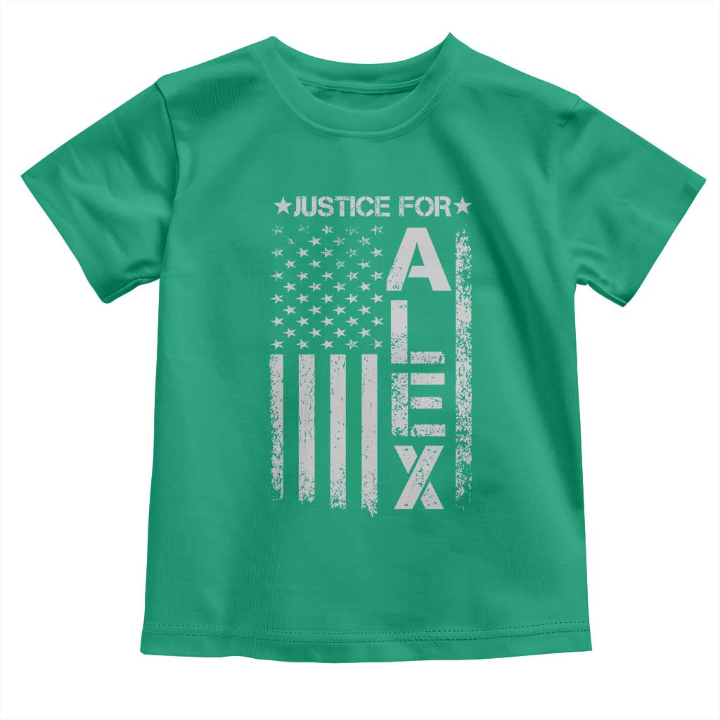 Justice for Alex Pretti American Flag Toddler T Shirt Minneapolis Jan 24 2026 Memorial Tribute TS02 Irish Green Print Your Wear
