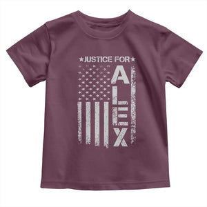 Justice for Alex Pretti American Flag Toddler T Shirt Minneapolis Jan 24 2026 Memorial Tribute TS02 Maroon Print Your Wear
