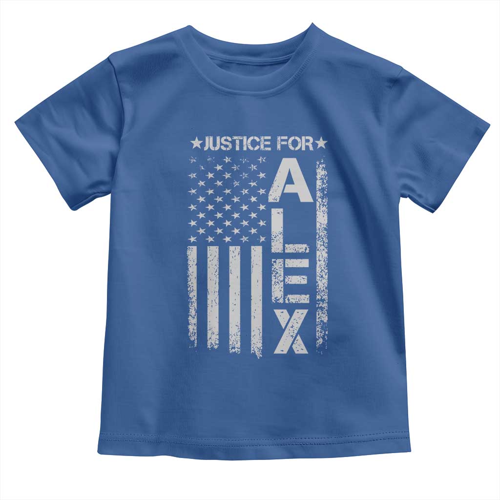 Justice for Alex Pretti American Flag Toddler T Shirt Minneapolis Jan 24 2026 Memorial Tribute TS02 Royal Blue Print Your Wear