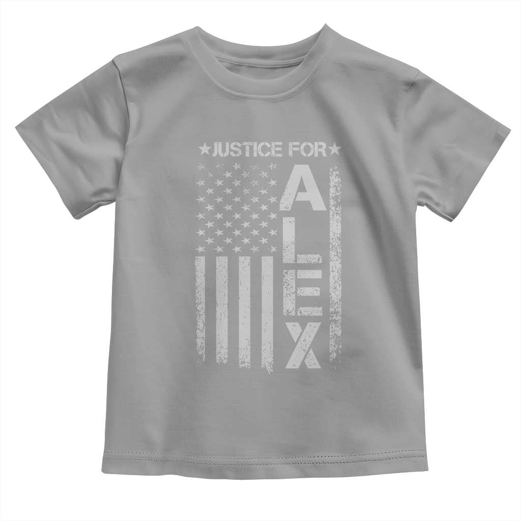 Justice for Alex Pretti American Flag Toddler T Shirt Minneapolis Jan 24 2026 Memorial Tribute TS02 Sport Gray Print Your Wear