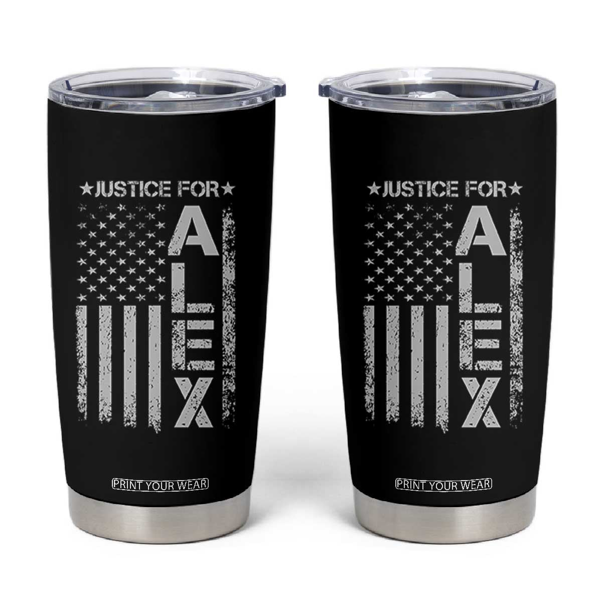 Justice for Alex Pretti American Flag Tumbler Cup Minneapolis Jan 24 2026 Memorial Tribute TS02 Black Print Your Wear