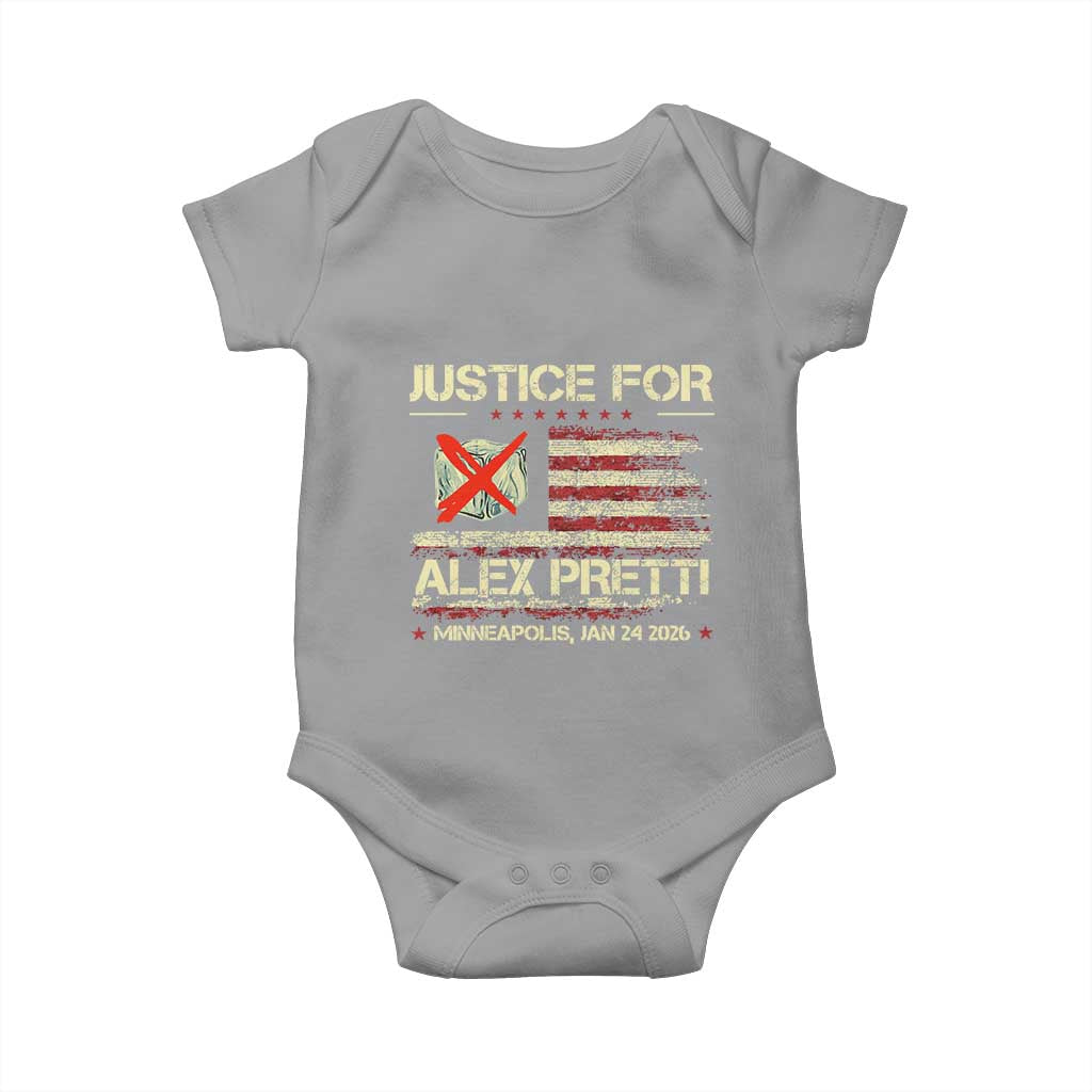 Justice for Alex Pretti Abolish Ice Protest Baby Onesie Minneapolis Jan 24 2026 American Flag TS02 Sport Gray Print Your Wear