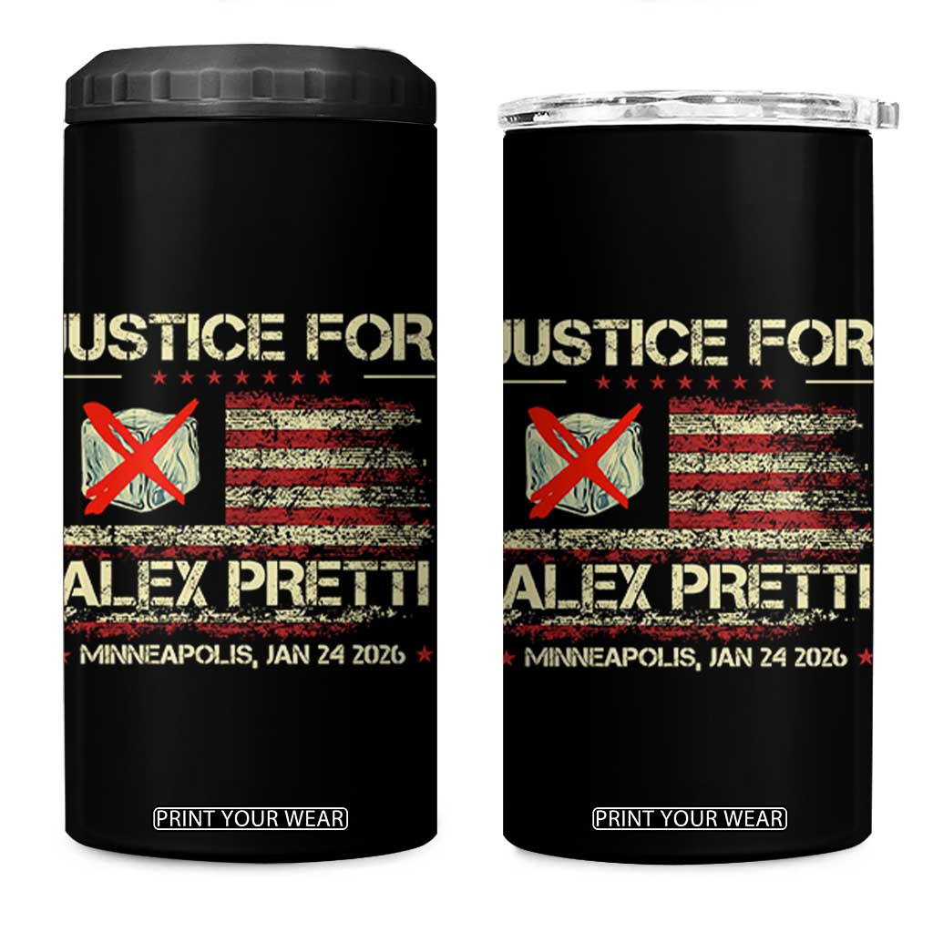 Justice for Alex Pretti Abolish Ice Protest 4 in 1 Can Cooler Tumbler Minneapolis Jan 24 2026 American Flag TS02 One Size: 16 oz Black Print Your Wear