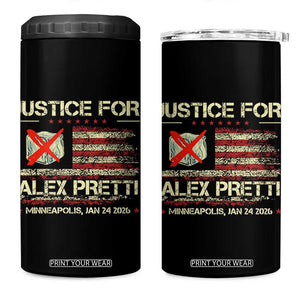 Justice for Alex Pretti Abolish Ice Protest 4 in 1 Can Cooler Tumbler Minneapolis Jan 24 2026 American Flag TS02 One Size: 16 oz Black Print Your Wear