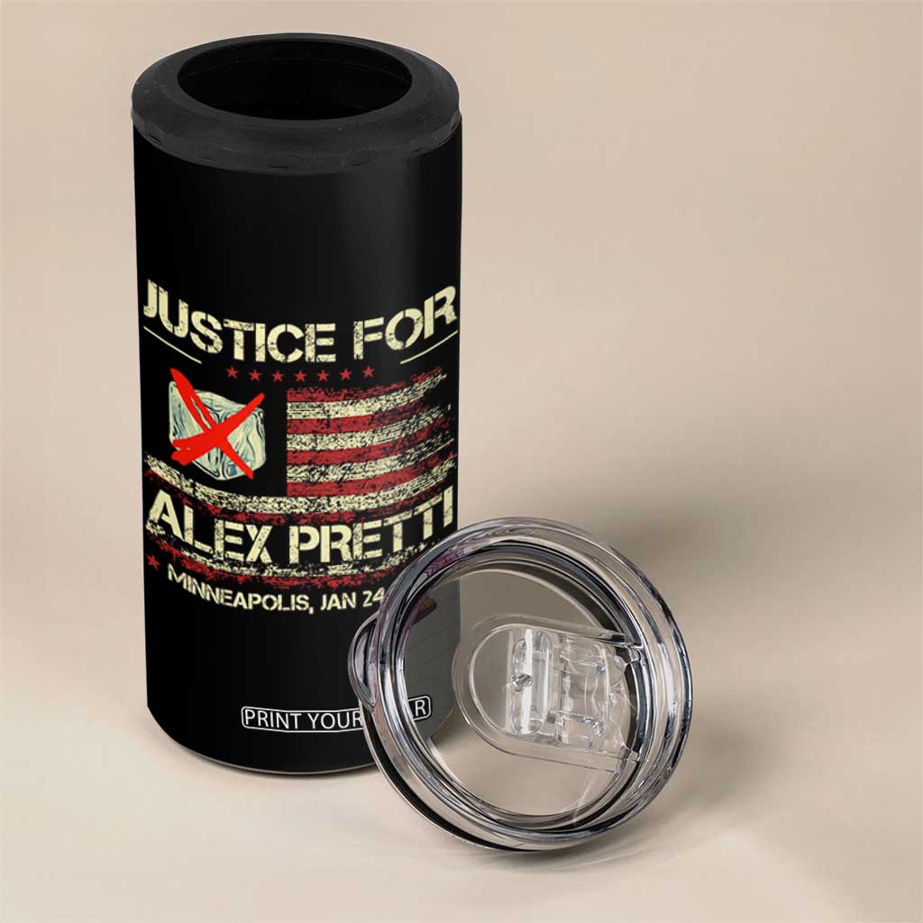 Justice for Alex Pretti Abolish Ice Protest 4 in 1 Can Cooler Tumbler Minneapolis Jan 24 2026 American Flag TS02 Print Your Wear