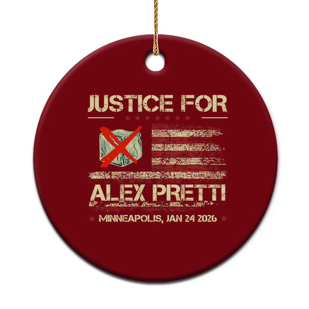 Justice for Alex Pretti Abolish Ice Protest Ceramic Ornament Minneapolis Jan 24 2026 American Flag TS02 1pc Red Print Your Wear