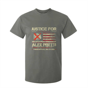 Justice for Alex Pretti Abolish Ice Protest T Shirt For Kid Minneapolis Jan 24 2026 American Flag TS02 Military Green Print Your Wear