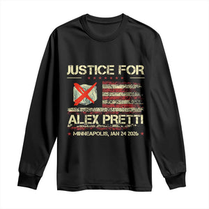Justice for Alex Pretti Abolish Ice Protest Long Sleeve Shirt Minneapolis Jan 24 2026 American Flag TS02 Black Print Your Wear