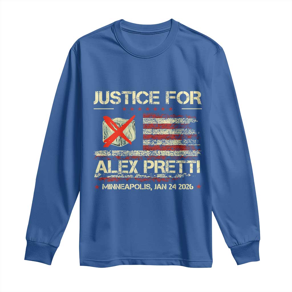 Justice for Alex Pretti Abolish Ice Protest Long Sleeve Shirt Minneapolis Jan 24 2026 American Flag TS02 Royal Blue Print Your Wear