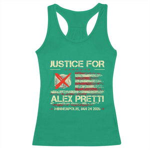 Justice for Alex Pretti Abolish Ice Protest Racerback Tank Top Minneapolis Jan 24 2026 American Flag TS02 Irish Green Print Your Wear