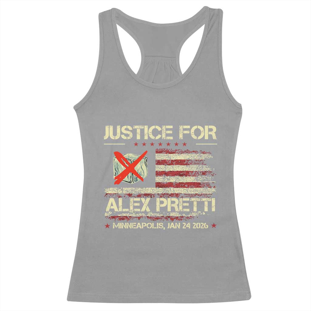 Justice for Alex Pretti Abolish Ice Protest Racerback Tank Top Minneapolis Jan 24 2026 American Flag TS02 Sport Gray Print Your Wear