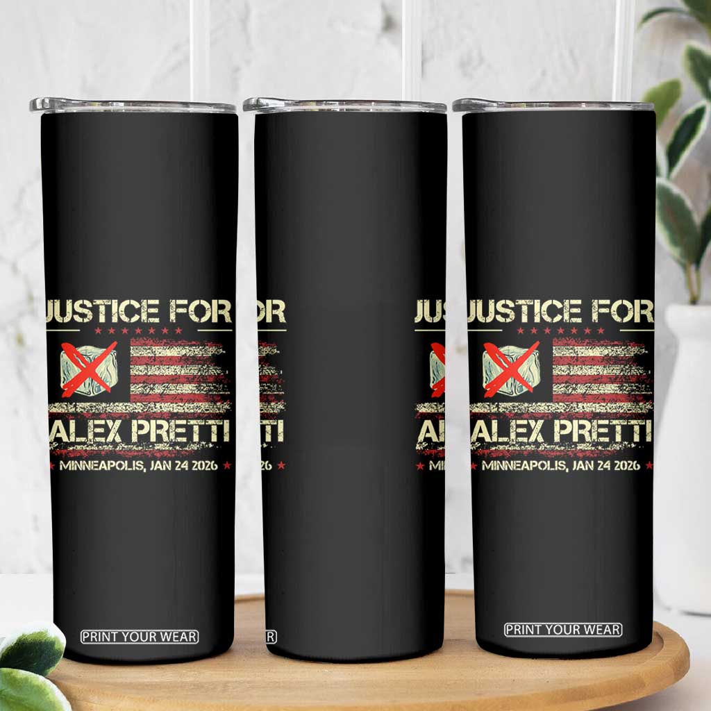 Justice for Alex Pretti Abolish Ice Protest Skinny Tumbler Minneapolis Jan 24 2026 American Flag TS02 Print Your Wear