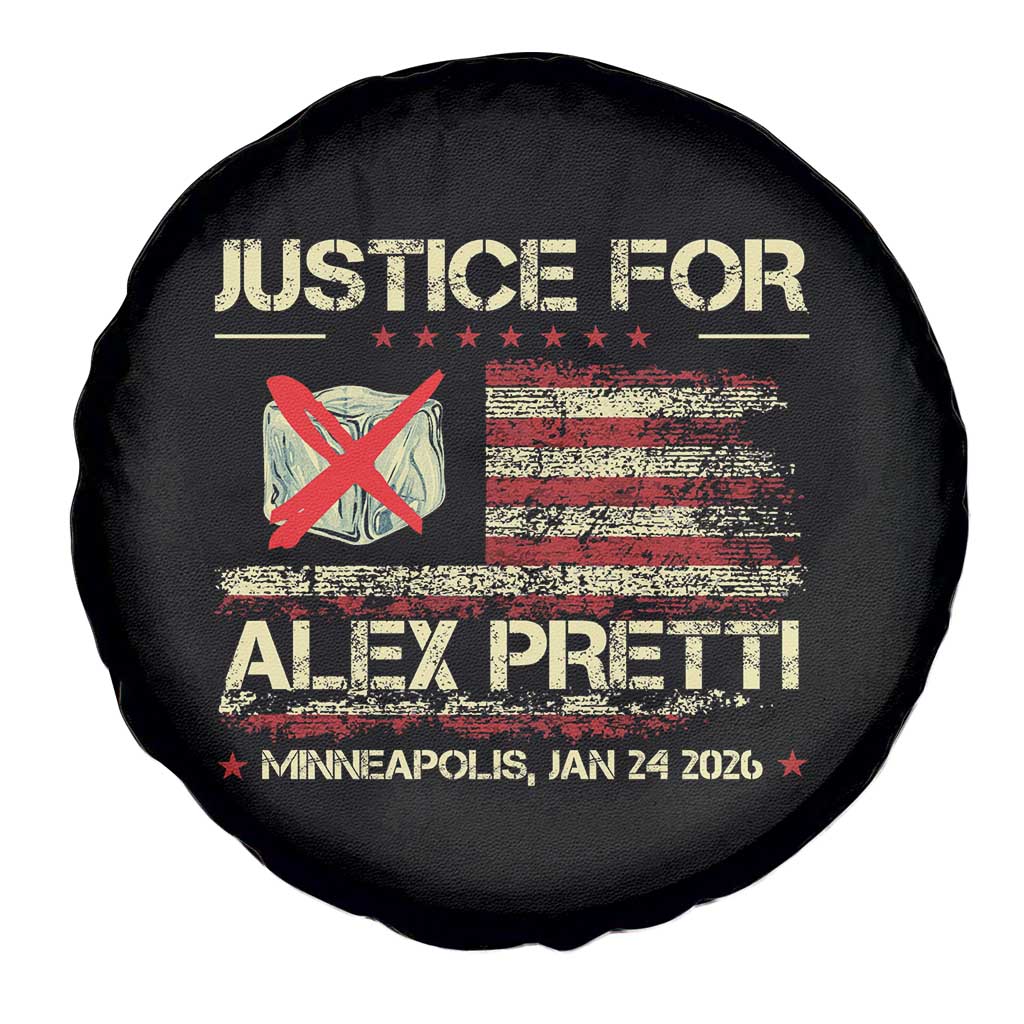 Justice for Alex Pretti Abolish Ice Protest Spare Tire Cover Minneapolis Jan 24 2026 American Flag TS02 Print Your Wear