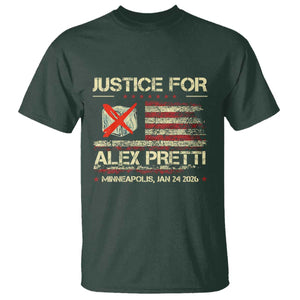 Justice for Alex Pretti Abolish Ice Protest T Shirt Minneapolis Jan 24 2026 American Flag TS02 Dark Forest Green Print Your Wear