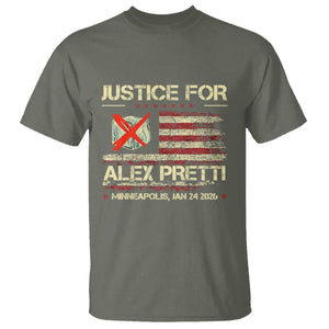 Justice for Alex Pretti Abolish Ice Protest T Shirt Minneapolis Jan 24 2026 American Flag TS02 Military Green Print Your Wear
