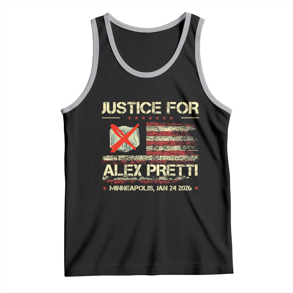 Justice for Alex Pretti Abolish Ice Protest Tank Top Minneapolis Jan 24 2026 American Flag TS02 Black Athletic Heather Print Your Wear