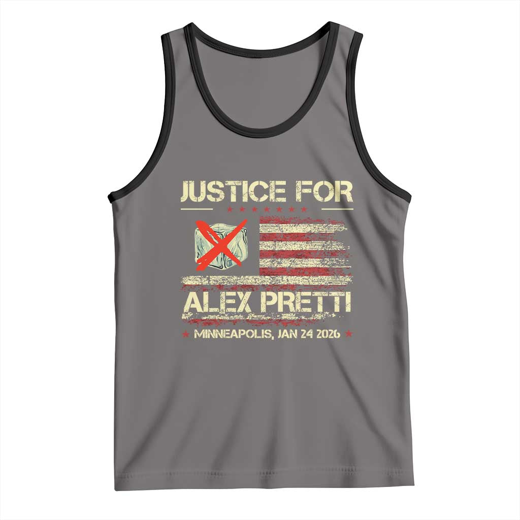 Justice for Alex Pretti Abolish Ice Protest Tank Top Minneapolis Jan 24 2026 American Flag TS02 Deep Heather Black Print Your Wear