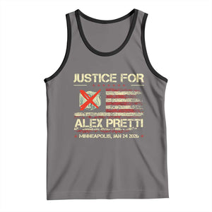 Justice for Alex Pretti Abolish Ice Protest Tank Top Minneapolis Jan 24 2026 American Flag TS02 Deep Heather Black Print Your Wear