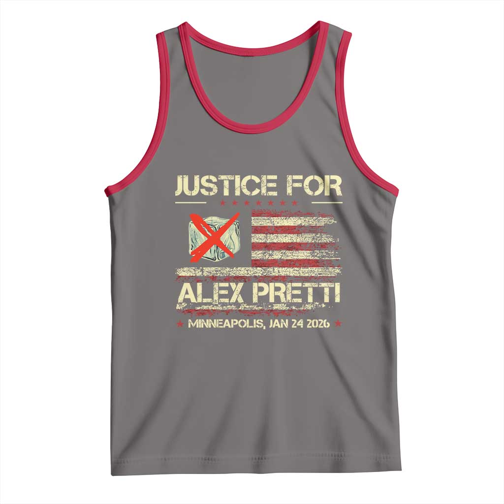 Justice for Alex Pretti Abolish Ice Protest Tank Top Minneapolis Jan 24 2026 American Flag TS02 Deep Heather Red Print Your Wear
