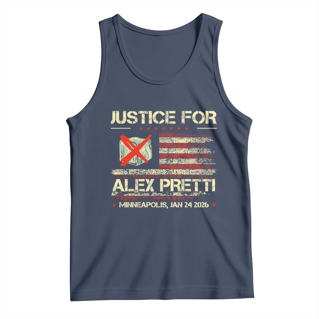 Justice for Alex Pretti Abolish Ice Protest Tank Top Minneapolis Jan 24 2026 American Flag TS02 Navy Print Your Wear