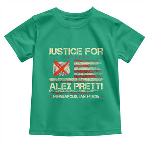 Justice for Alex Pretti Abolish Ice Protest Toddler T Shirt Minneapolis Jan 24 2026 American Flag TS02 Irish Green Print Your Wear