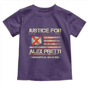 Justice for Alex Pretti Abolish Ice Protest Toddler T Shirt Minneapolis Jan 24 2026 American Flag TS02 Purple Print Your Wear