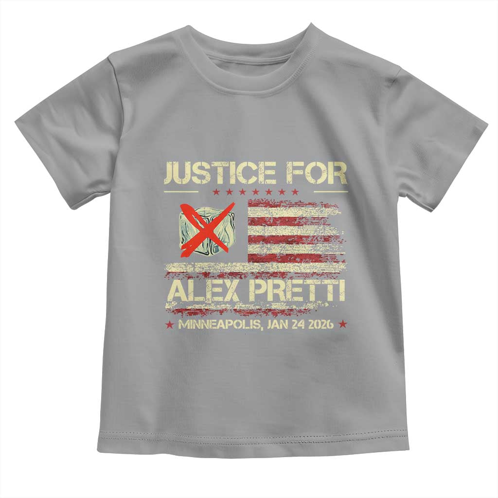 Justice for Alex Pretti Abolish Ice Protest Toddler T Shirt Minneapolis Jan 24 2026 American Flag TS02 Sport Gray Print Your Wear