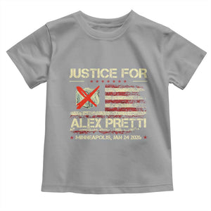 Justice for Alex Pretti Abolish Ice Protest Toddler T Shirt Minneapolis Jan 24 2026 American Flag TS02 Sport Gray Print Your Wear