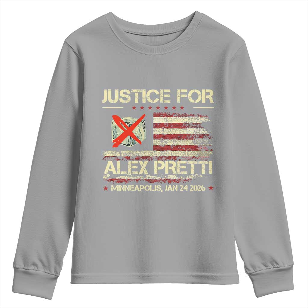 Justice for Alex Pretti Abolish Ice Protest Youth Sweatshirt Minneapolis Jan 24 2026 American Flag TS02 Sport Gray Print Your Wear