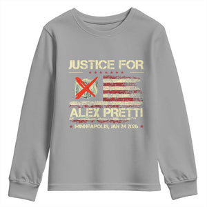 Justice for Alex Pretti Abolish Ice Protest Youth Sweatshirt Minneapolis Jan 24 2026 American Flag TS02 Sport Gray Print Your Wear