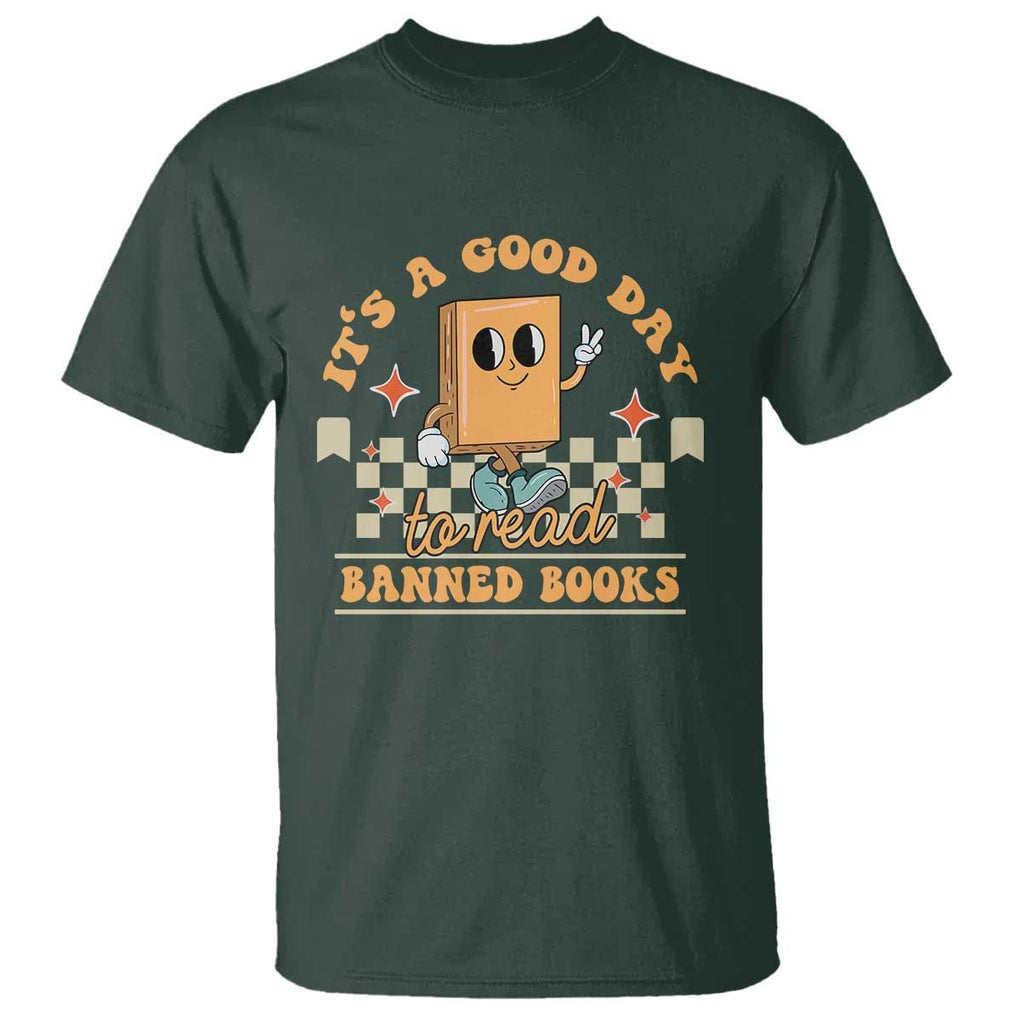 It's A Good Day To Read Banned Books T Shirt Retro Funny Reading Book Lovers Nerd TS02 Dark Forest Green Print Your Wear