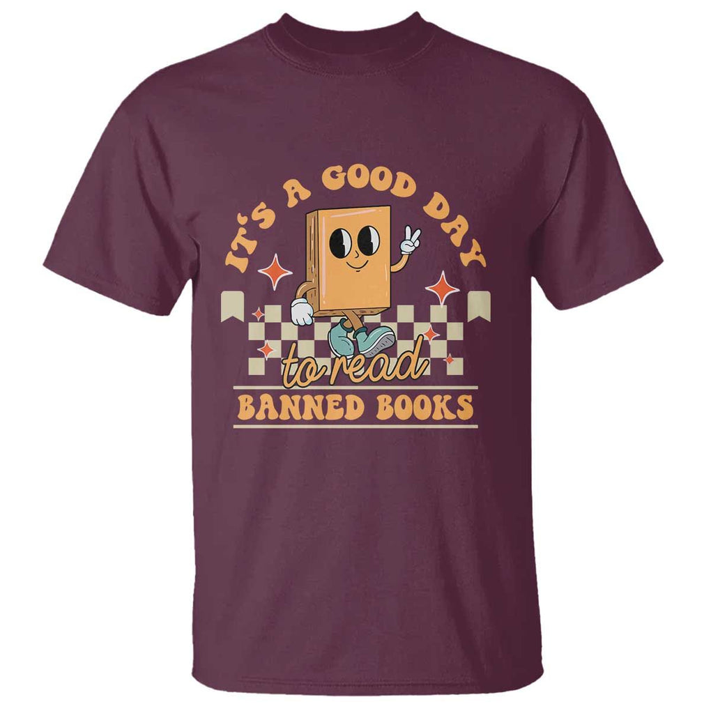 It's A Good Day To Read Banned Books T Shirt Retro Funny Reading Book Lovers Nerd TS02 Maroon Print Your Wear