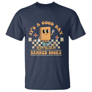 It's A Good Day To Read Banned Books T Shirt Retro Funny Reading Book Lovers Nerd TS02 Navy Print Your Wear