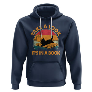 Funny Cat Reading Hoodie Take A Look It's In A Book Vintage Bookworm TS02 Navy Printyourwear