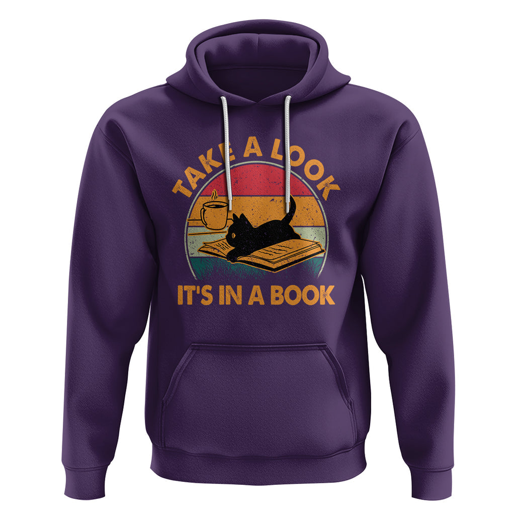 Funny Cat Reading Hoodie Take A Look It's In A Book Vintage Bookworm TS02 Purple Printyourwear
