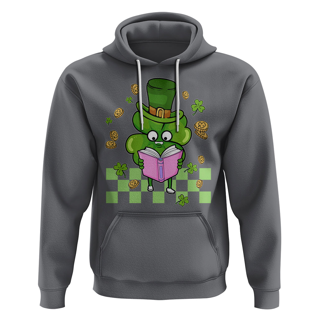 Shamrock Reading Hoodie St. Patrick's Day Books Lover Reader Nerd TS02 Charcoal Printyourwear