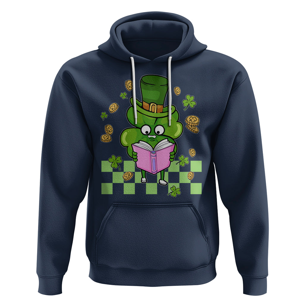 Shamrock Reading Hoodie St. Patrick's Day Books Lover Reader Nerd TS02 Navy Printyourwear