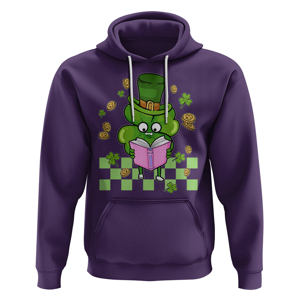 Shamrock Reading Hoodie St. Patrick's Day Books Lover Reader Nerd TS02 Purple Printyourwear