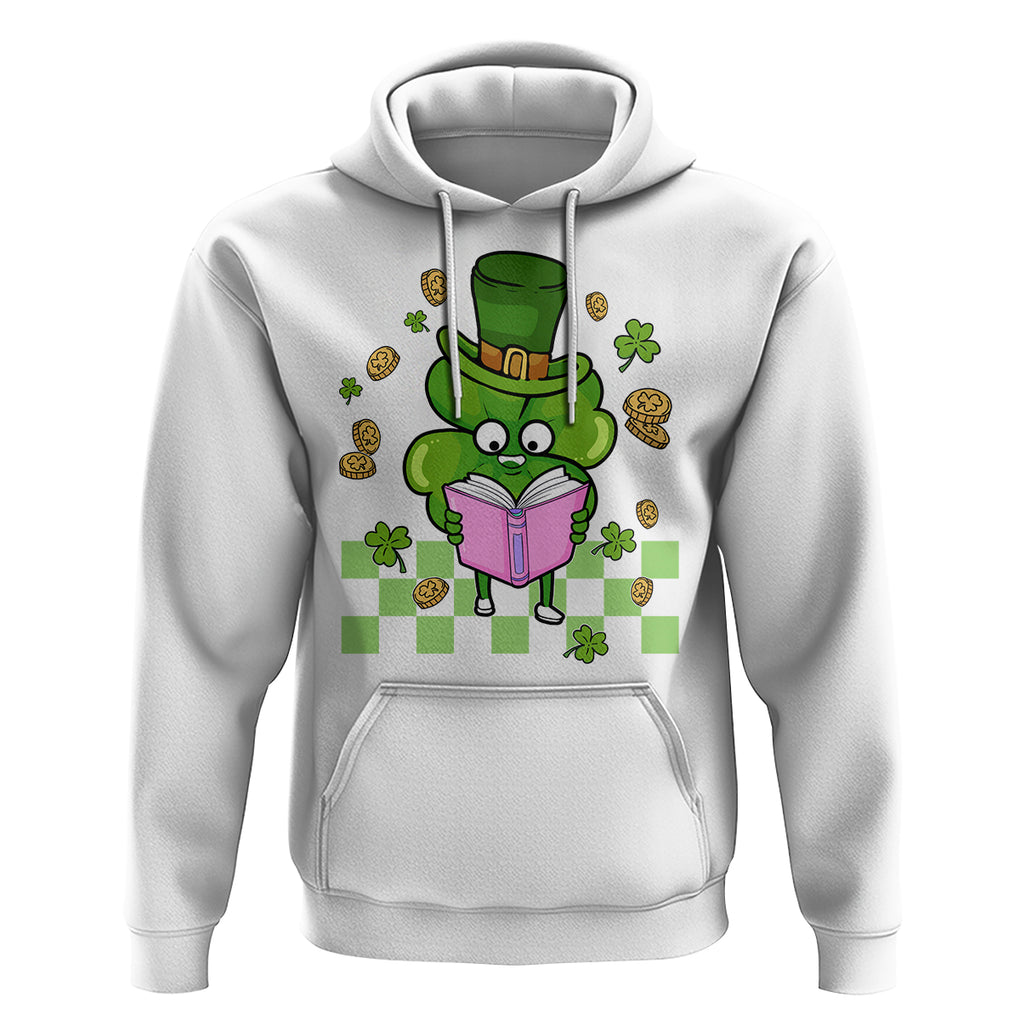 Shamrock Reading Hoodie St. Patrick's Day Books Lover Reader Nerd TS02 White Printyourwear