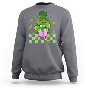 Shamrock Reading Sweatshirt St. Patrick's Day Books Lover Reader Nerd TS02 Charcoal Printyourwear
