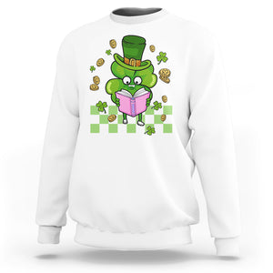 Shamrock Reading Sweatshirt St. Patrick's Day Books Lover Reader Nerd TS02 White Printyourwear