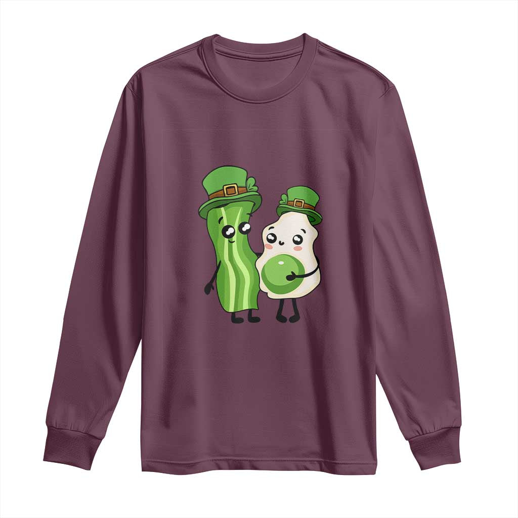 Cute Kids St Patricks Day Long Sleeve Shirt Green Eggs Green Ham Smile Face Costume TS02 Maroon Print Your Wear