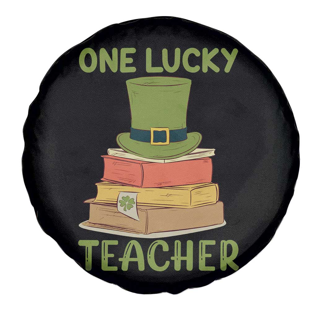 One Lucky Teacher St Patricks Day Spare Tire Cover Lepreachaun Hat with Books Reading TS02 Print Your Wear